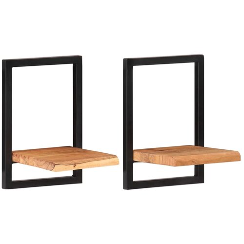 Maison Chic 2 kosi Stenske Police - Viseče police 25x25x35 cm trden akacijev les in jeklo, (21793973) Cene