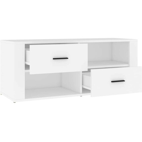  TV ormarić bijeli 100 x 35 x 40 cm od konstruiranog drva Bijela Slike