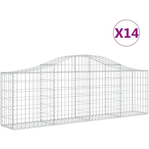 vidaXL Obokana gabionska košara 14 kosov 200x30x60/80cm cinkano železo, (20798880) Cene