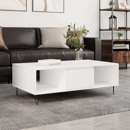  Stolić za kavu bijeli 104 x 60 x 35 cm od konstruiranog drva Slike