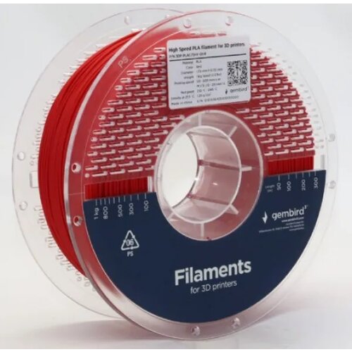 Gembird 3DP-PLA1.75HY-01-R PLA filament velike brzine za 3Dštampač 1.75mm, kotur 1KG RED Cene