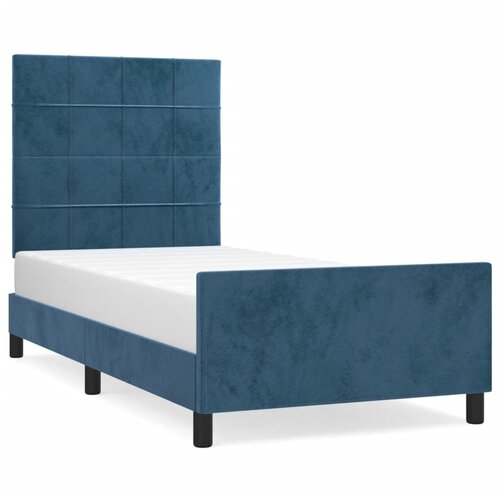 Maison Chic Posteljni okvir - Enojna postelja - Postelja za odrasle brez vzmetnice temno moder 80x200 cm žamet-J7685, (21769621) Slike