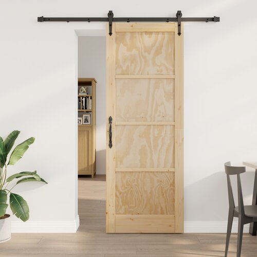 VidaXL Drsna vrata s kompletom opreme 78x211 cm iz trdega lesa bora, Notranja vrata &amp;#039;ORKDAL&amp;#039;78x211x4 cm iz trdega lesa bora Slike