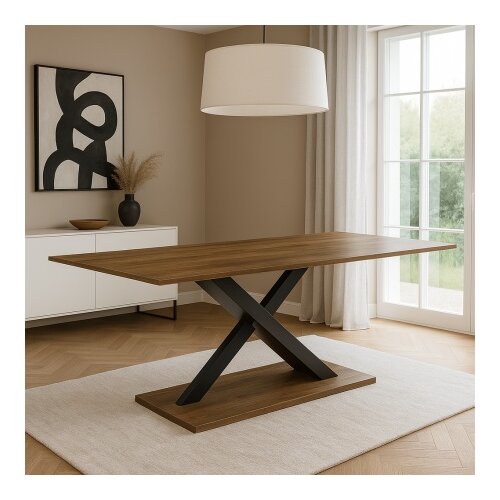 Art Invest Trpezarijski sto Metro Hrast keramička ploča/Noge drvo MDF+crni metal 1800x900x76 Cene