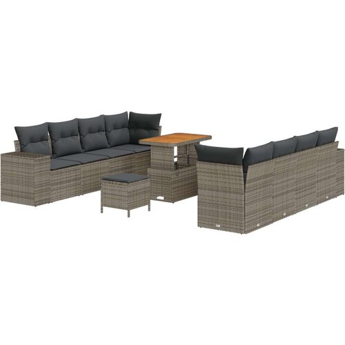  Set vrtnih sofa od 11 dijelova s jastučićima siva poli ratan akacija  Set vrtne blagovaonice od 3 dijela s jastučićima siva poli Cijene