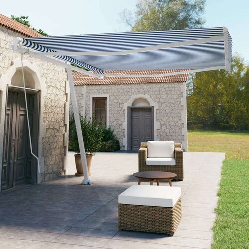  Samostojeća tenda na ručno uvlačenje 400 x 350 cm plavo-bijela Slike