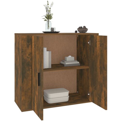  Komoda boja dimljenog hrasta 80x33x70 cm od konstruiranog drva Slike