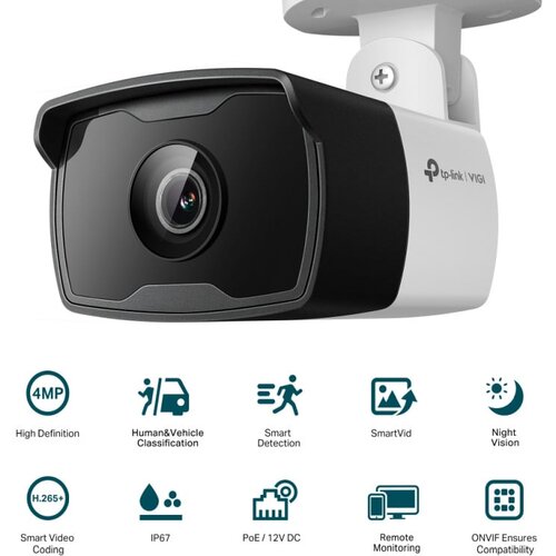 Tp-link VIGI C340I kamera 4MP, H.265+, 2.8 mm leća, RJ45, PoE/12V DC, Night Vision, microSD, dvosmjerni audio, detekcija pokreta, vodootporna IP67, VIGI app Cijene