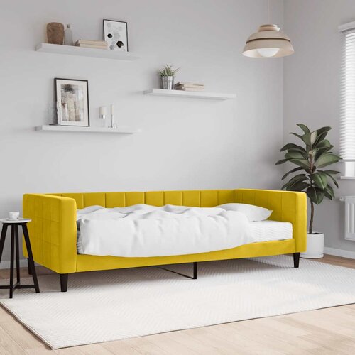  Dnevni krevet s madracem žuti 90 x 200 cm baršunasti Cene