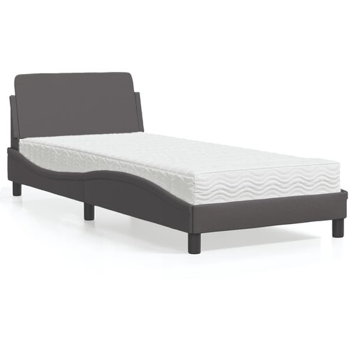 The Living Store Postelja z vzmetnico siva 90x200 cm umetno usnje - Postelja, (21607977) Slike