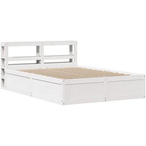 vidaXL Posteljni okvir z vzglavjem bel 150x200 cm trdna borovina, (21322120)