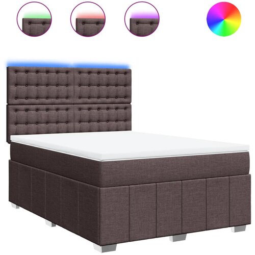 vidaXL Box spring postelja z vzmetnico temno rjava 140x200 cm blago, (21309019) Cene