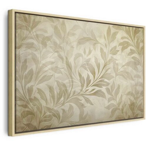  Slika - Botanical Motif with Leaves and Vines in Sand Colors 90x60 U prirodnom drvenom okviru Cene