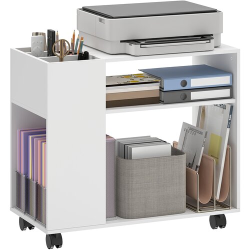 HOMCOM stojalo za tiskalnik iverna plo&scaron;ča 70D x 34&Scaron; x 60V cm Bel, (5000243048) Cene