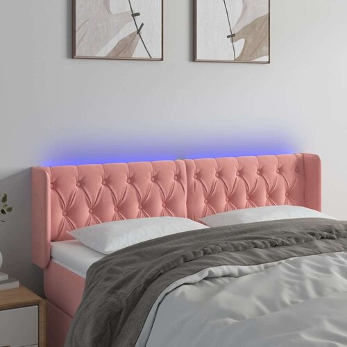  LED posteljno vzglavje roza 163x16x78/88 cm žamet, (20954568) Cene
