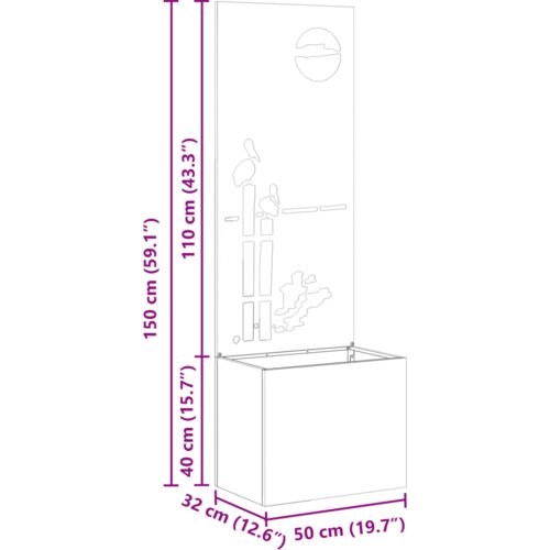 VidaXL Vrtni Sadič s Dekorativnom Pločom Maslinovo zelena 50 x 140 cm Slike
