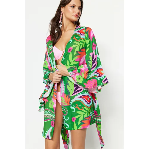 Trendyol Kimono & Caftan - Green - Relaxed fit