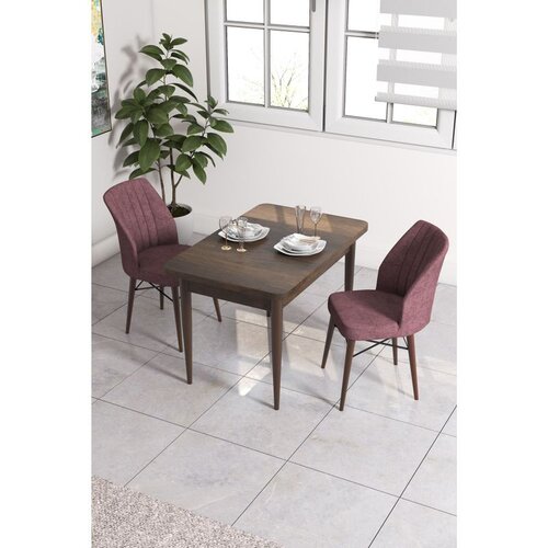 Hanah home trpezarijski set Arp, sto i 2 stolice, ploča u dekoru drveta Baroque, puder roze tkanina Babyface Cene