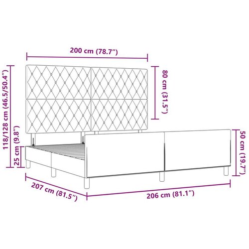 VidaXL Ružičasti Bar&amp;scaron;unasti Krevet S Okvirom 200x200 cm Slike