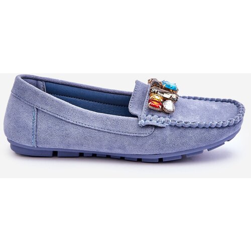 EVENTO Women's suede loafers with crystals Blue Lucille Cijene