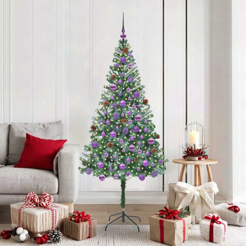 vidaXL Umestno božično drevo med 300 LED Zelena 180 cm PVC in Jeklo Cene