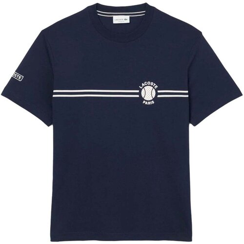 Lacoste Printed Embroidered Cotton Jersey T-Shirt Midnight Blue Plava Slike