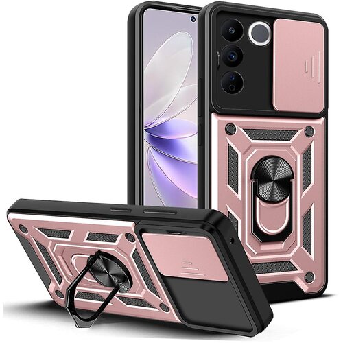 INORCO Za vivo V27e 4G PC+TPU telefonska torbica, drsna zaščita leč, odporen na udarce, stojalo za telefon, pokrovček, (22034182) Cene