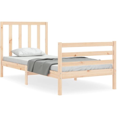 Maison Chic Posteljni okvir - Enojna postelja - Postelja za odrasle 75x190 cm z vzglavjem trden les-J16497, (21766469) Slike