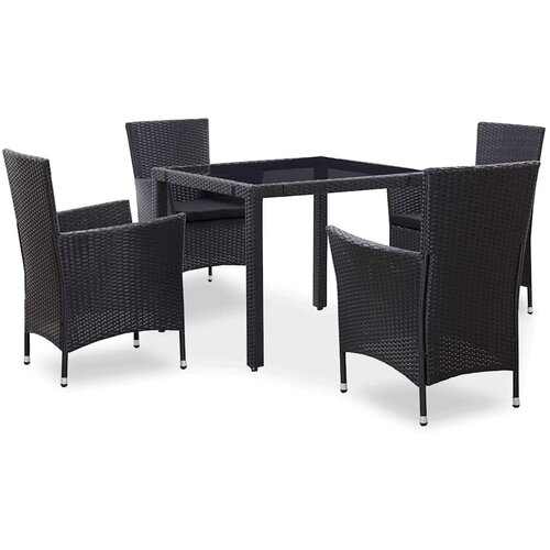  5-dijelni vrtni blagovaonski set od poliratana crni Crna Dužina stola 90 cm Cene