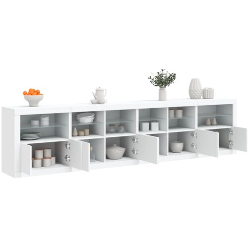 VidaXL Komoda z LED diodami bela 283x37x67 cm Slike