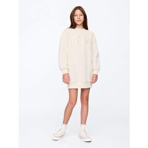 GAP Children's sweatshirt oversize sherpa dress with logo - Girls Cene