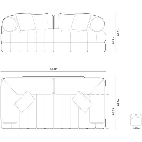Cosmopolitan Design Smeđa bar&amp;scaron;unasti sklopiva sofa 206 cm Kemi &amp;ndash; Slike