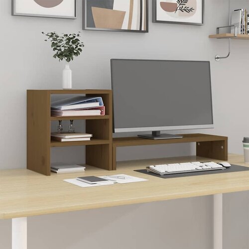  Stalak za monitor boja meda 81 x 20 x 30 cm od masivne borovine Cijene