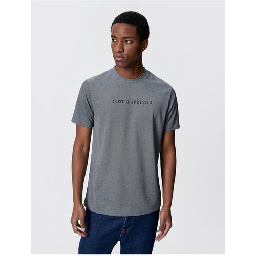 Koton Slogan Embroidered T-Shirt Slim Fit Crew Neck Short Sleeve Slike