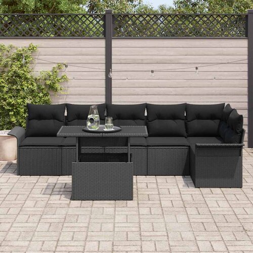  Sjedeća garnitura za vrt 7 kom. Crna poliratan 100 x 55 x 73 cm Slike