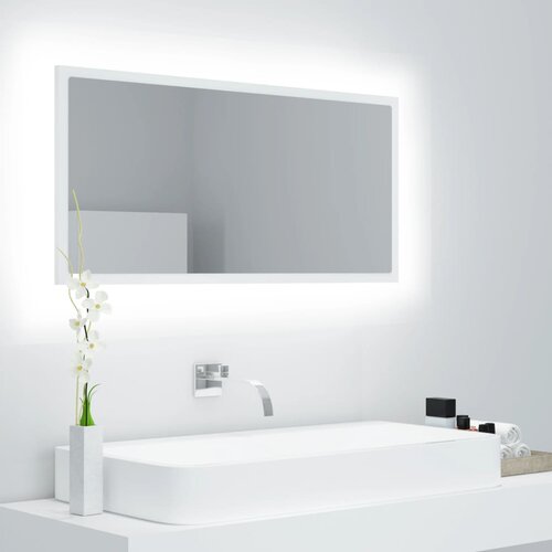 VidaXL LED kupaonsko ogledalo bijelo 90x8,5x37 cm konstruirano drvo Slike