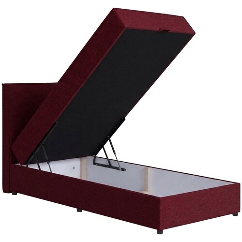 MID.YOU POSTELJA Z VZMETNICO 100 cm x 200 cm , tekstil, leseni material rdeča Slike