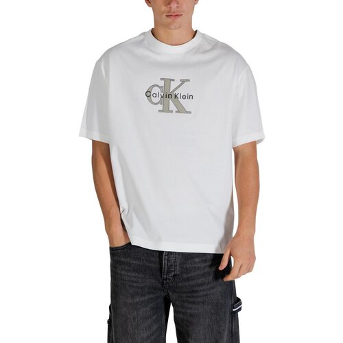 Calvin Klein Jeans Majice s kratkimi rokavi LV04RE815G Bela Cene