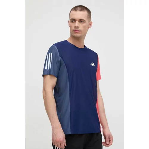 Adidas Kratka majica za tek Own the Run mornarsko modra barva