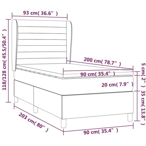 vidaXL Box spring krevet s madracem tamnoplavi 90x200 cm baršunasti Cene