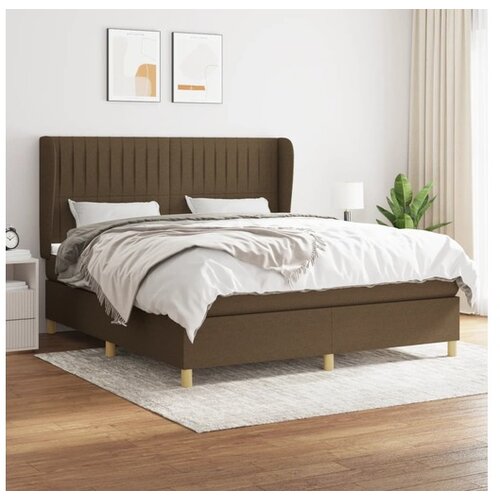 VidaXL Box spring postelja z vzmetnico temno rjava 180x200 c Slike