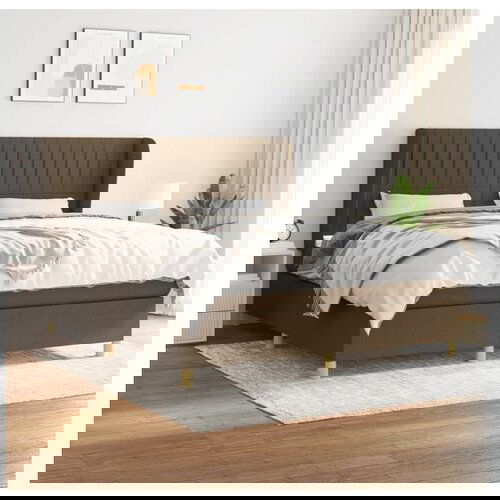 vidaXL Krevet s oprugama i madracem tamnosmeđi 180x200 cm tkanina Cijene