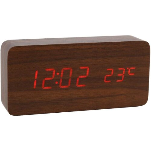 Venisymlis Lesena Digitalna Ura - Večnamenska Led Budilka S Prikazom Časa/Datuma/Temperature In Glasovnim Upravljanjem, (22060488) Cene