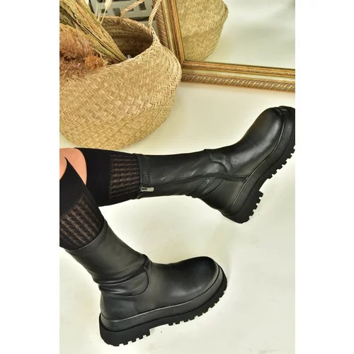Fox Shoes Black Flexible Stretch Women's Boots