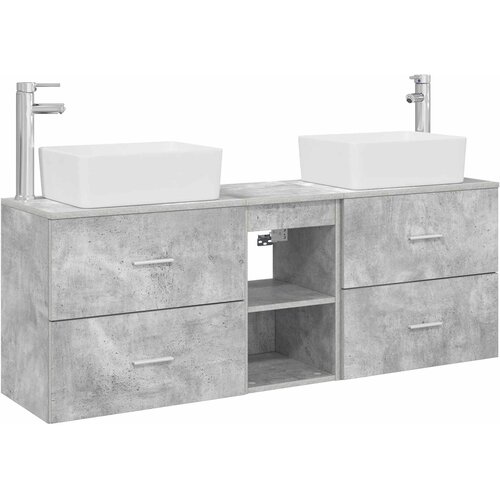  Set ormarića za kupaonicu 3 kom. Betonska siva 136 x 35 x 80 cm Slike