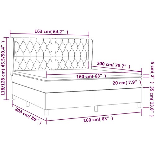  Krevet s oprugama i madracem krem 160x200 cm od tkanine Slike
