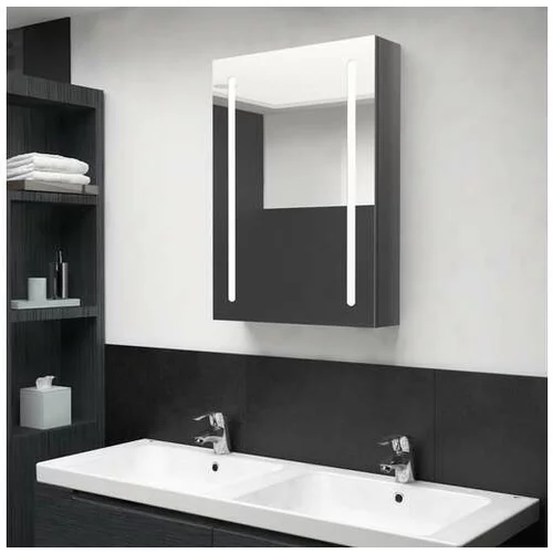 vidaXL LED kopalniska omarica z ogledalom sijoce siva 50x13x
