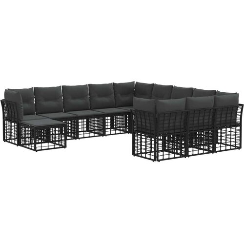  Set vanjskih sofa s jastukom 12 pcs Crna i tamno siva Poliester Cijene