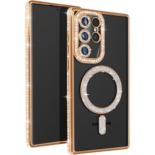 AVIZAR Diamantno ohi&scaron;je za Samsung Galaxy S23 Ultra MagSafe Contour Strass, Zlata, (5000016488) Cene