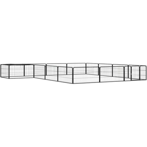  Ograda za pse s 16 panela crna 100 x 50 cm čelik obložen prahom Cene